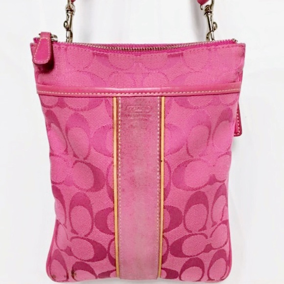Coach Bags Authentic Coach Signature Stripe Pink Crossbody Poshmark